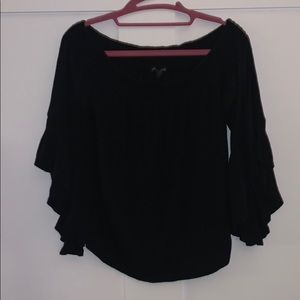 Express- Black Off-the-Shoulder Bell Sleeve Top(M)